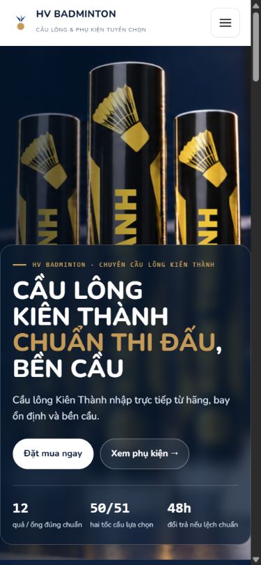 Giao diện điện thoại website Hoàng Vy Sport